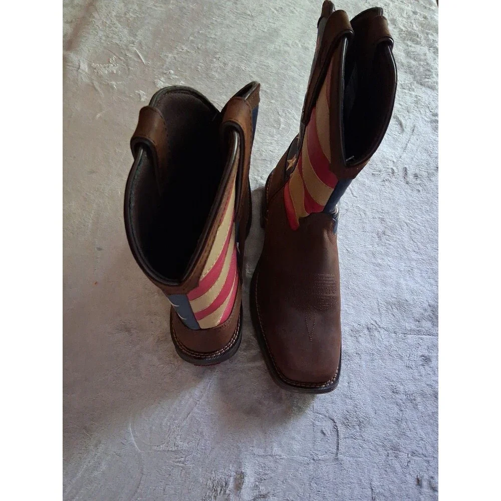 Durango Rebel Patriotic Men Size 11 Pull-On Brown Western Flag Boots